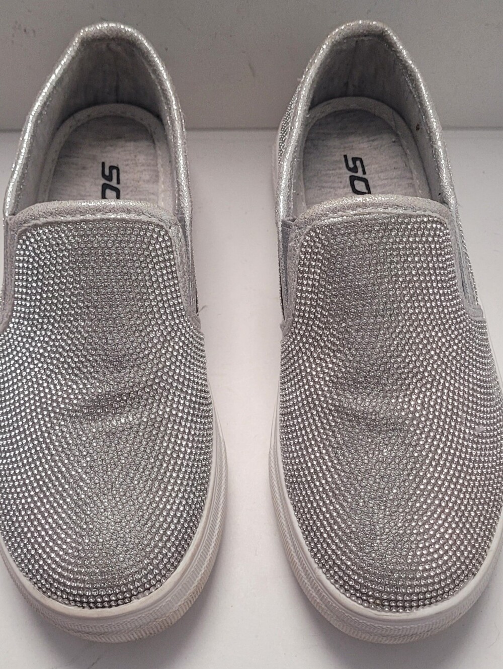 Girls SODA Silver Slip On Shoes